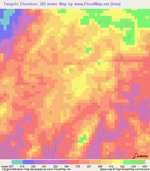 Tangolo,Guinea Elevation Map