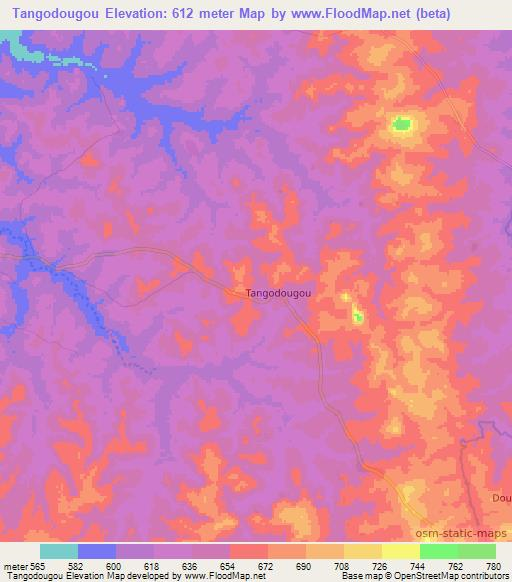 Tangodougou,Guinea Elevation Map