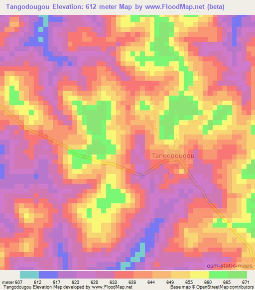 Tangodougou,Guinea Elevation Map