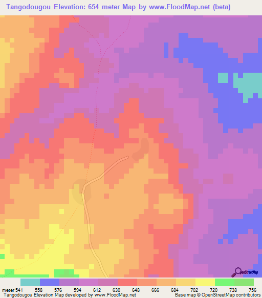 Tangodougou,Guinea Elevation Map