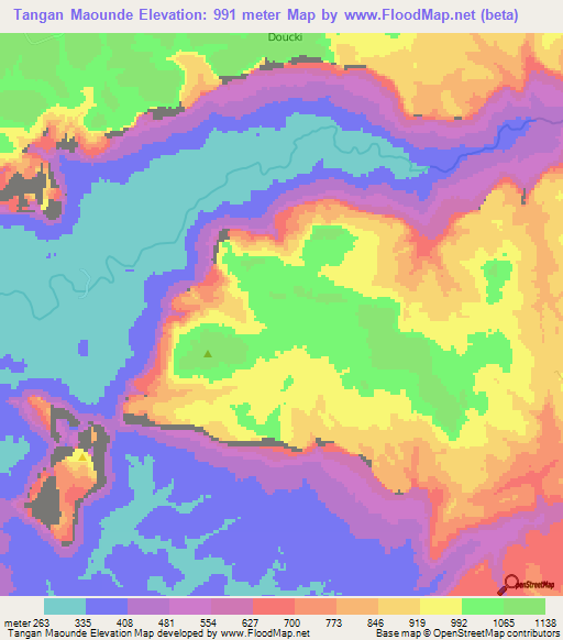 Tangan Maounde,Guinea Elevation Map