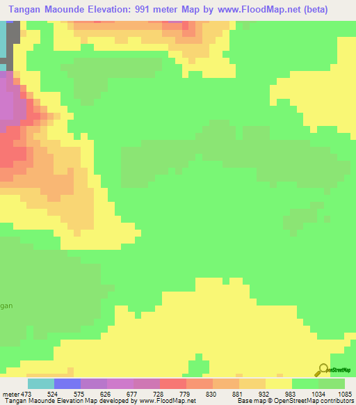 Tangan Maounde,Guinea Elevation Map