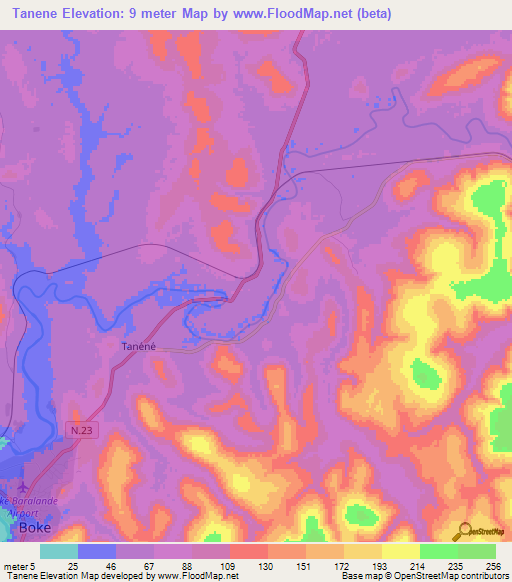 Tanene,Guinea Elevation Map