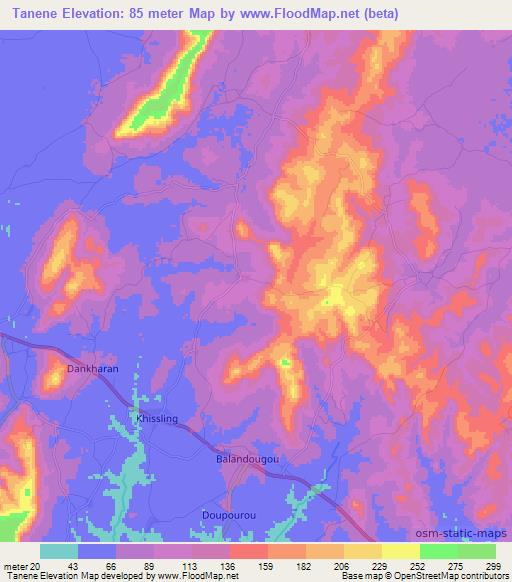 Tanene,Guinea Elevation Map