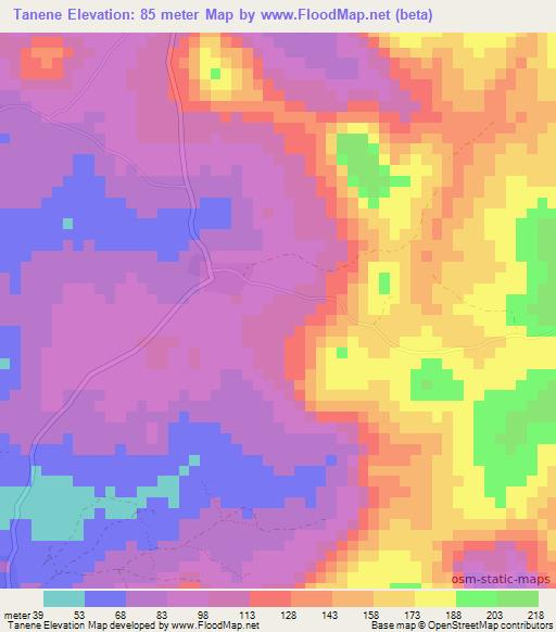 Tanene,Guinea Elevation Map