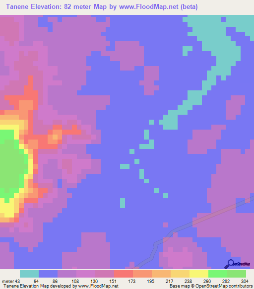 Tanene,Guinea Elevation Map