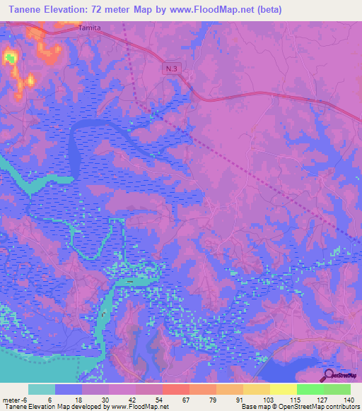 Tanene,Guinea Elevation Map