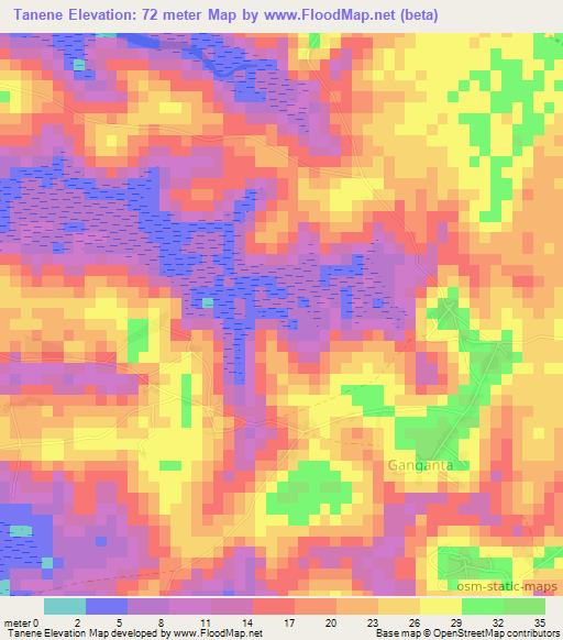 Tanene,Guinea Elevation Map