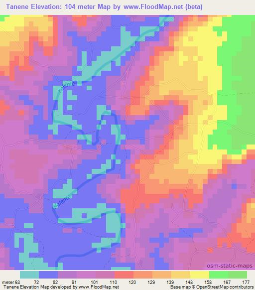 Tanene,Guinea Elevation Map