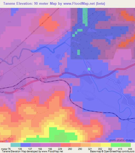 Tanene,Guinea Elevation Map