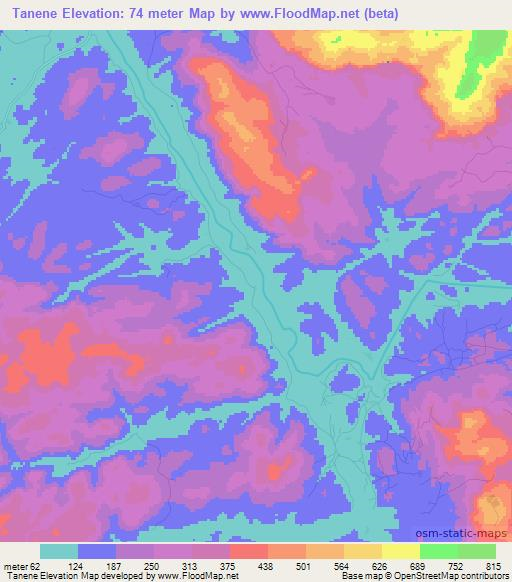 Tanene,Guinea Elevation Map