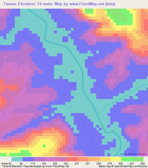 Tanene,Guinea Elevation Map