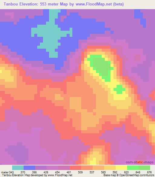 Tanbou,Guinea Elevation Map