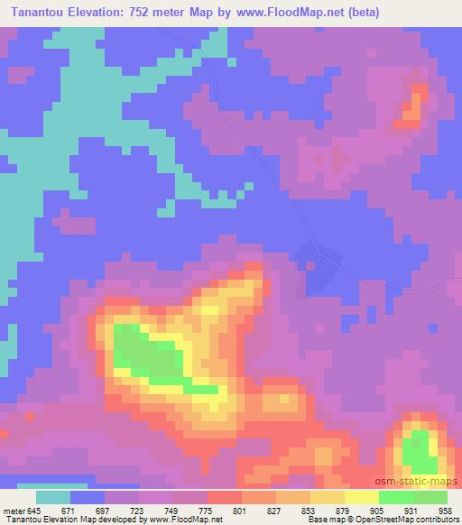 Tanantou,Guinea Elevation Map