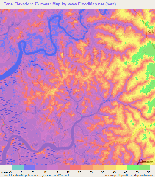 Tana,Guinea Elevation Map