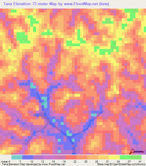 Tana,Guinea Elevation Map