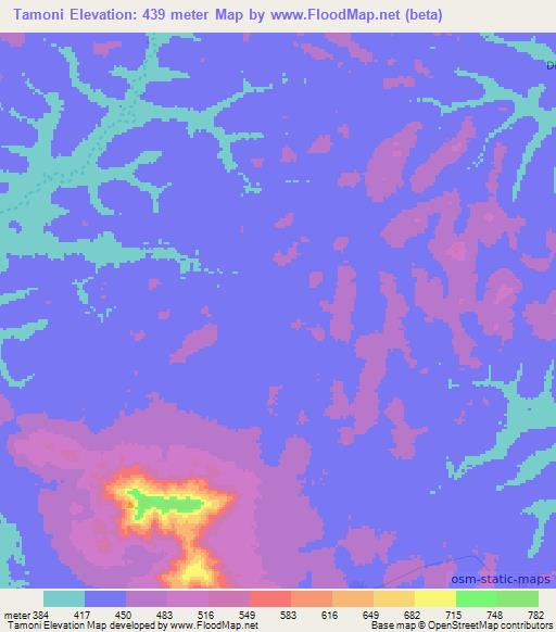 Tamoni,Guinea Elevation Map