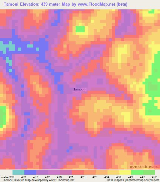 Tamoni,Guinea Elevation Map