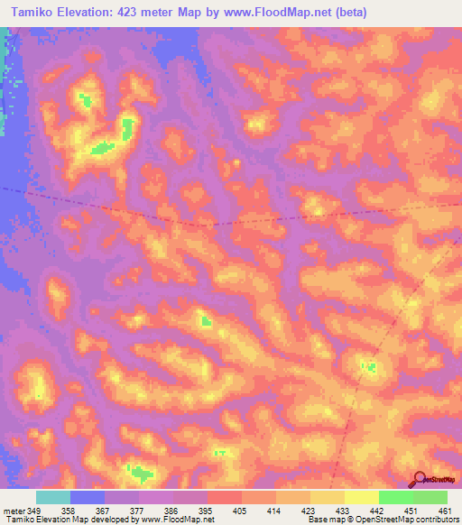 Tamiko,Guinea Elevation Map