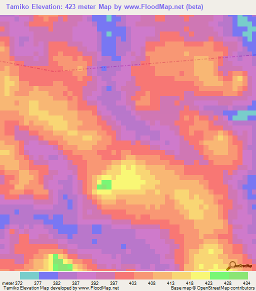 Tamiko,Guinea Elevation Map