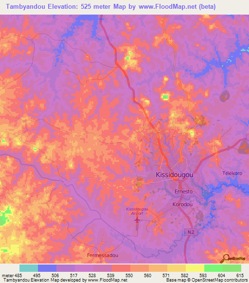 Tambyandou,Guinea Elevation Map