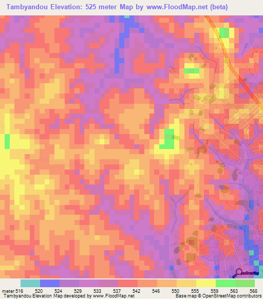 Tambyandou,Guinea Elevation Map