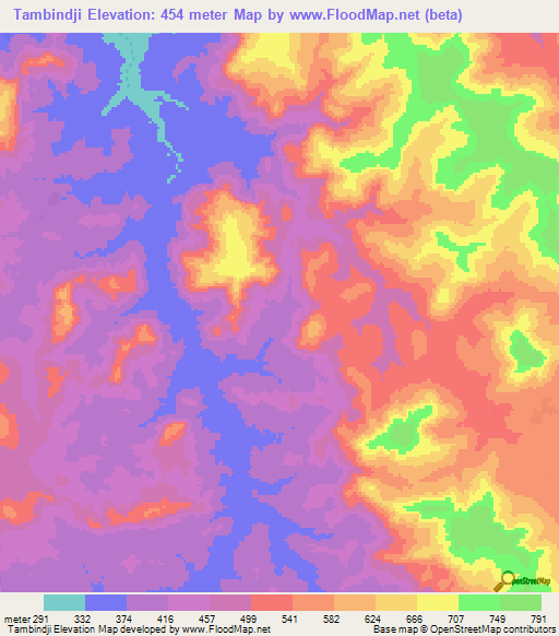 Tambindji,Guinea Elevation Map