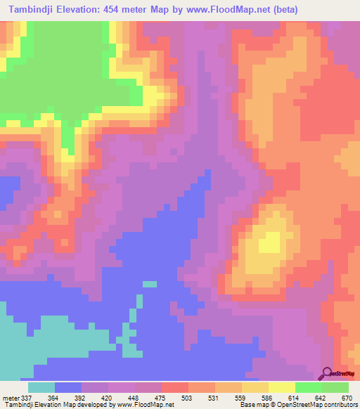 Tambindji,Guinea Elevation Map