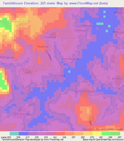 Tambikhoure,Guinea Elevation Map