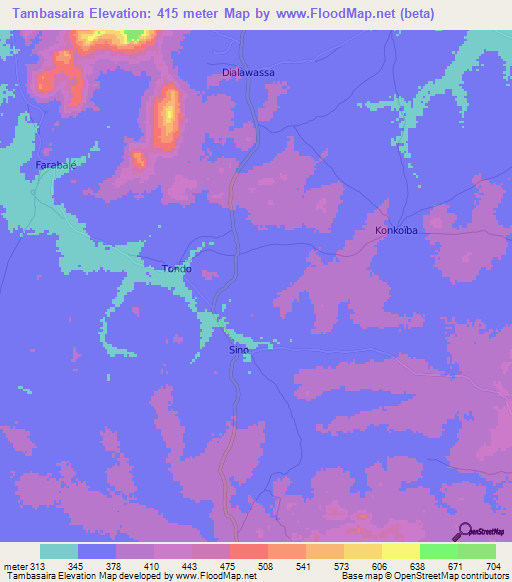 Tambasaira,Guinea Elevation Map