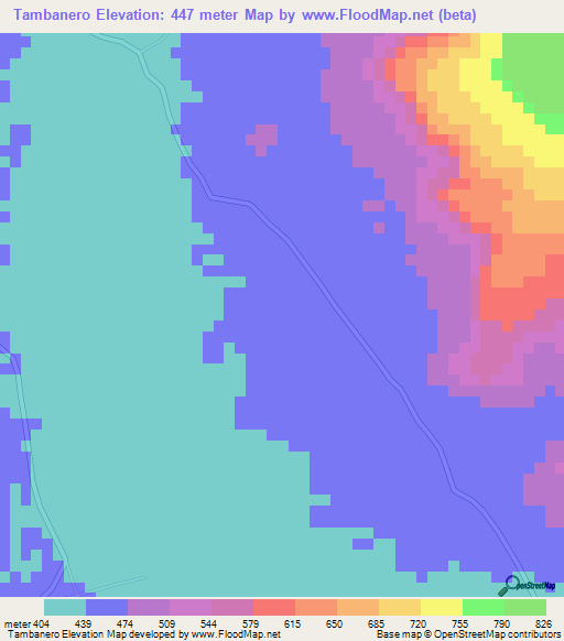 Tambanero,Guinea Elevation Map