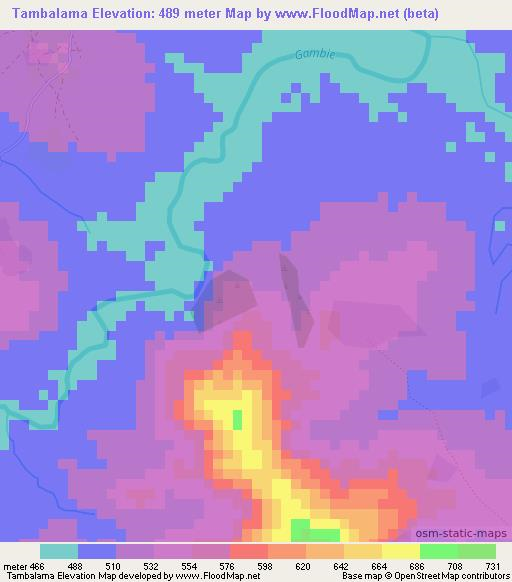 Tambalama,Guinea Elevation Map