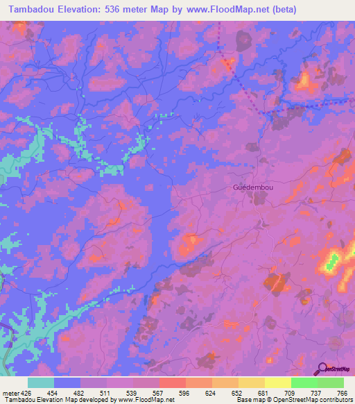 Tambadou,Guinea Elevation Map