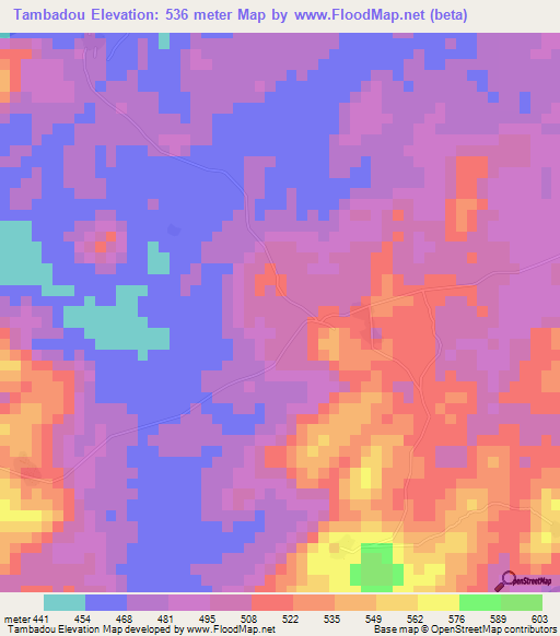 Tambadou,Guinea Elevation Map