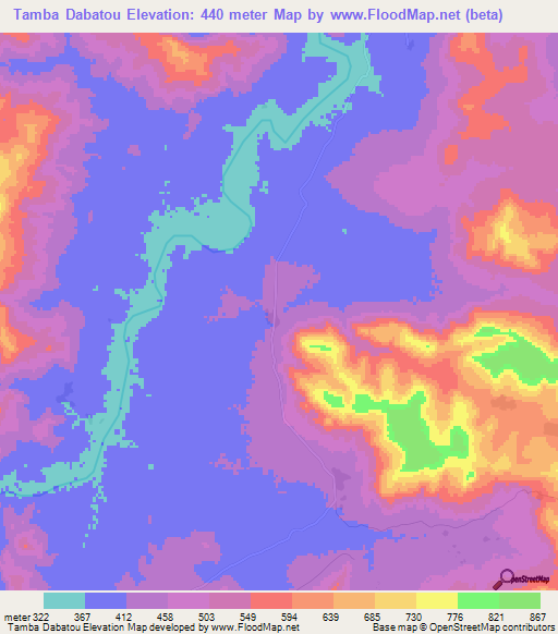 Tamba Dabatou,Guinea Elevation Map