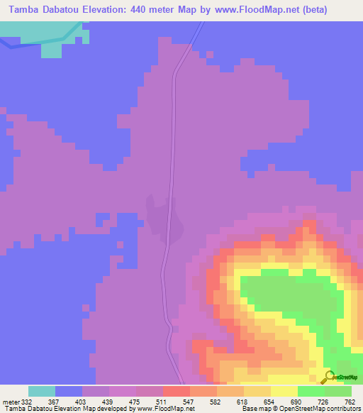 Tamba Dabatou,Guinea Elevation Map