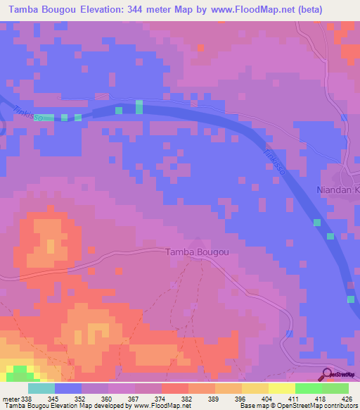 Tamba Bougou,Guinea Elevation Map