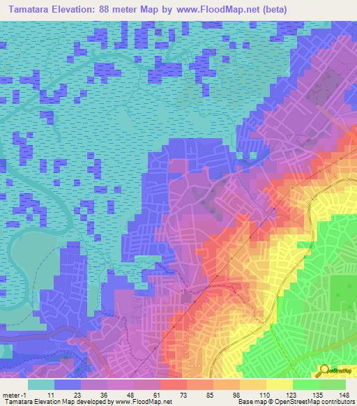 Tamatara,Guinea Elevation Map