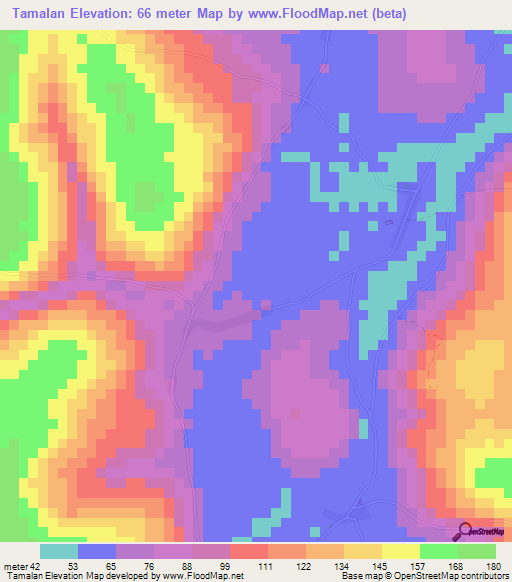 Tamalan,Guinea Elevation Map