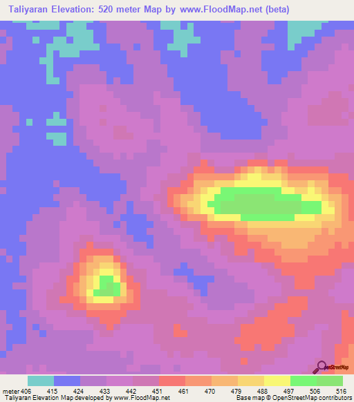 Taliyaran,Guinea Elevation Map