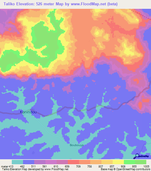 Taliko,Guinea Elevation Map