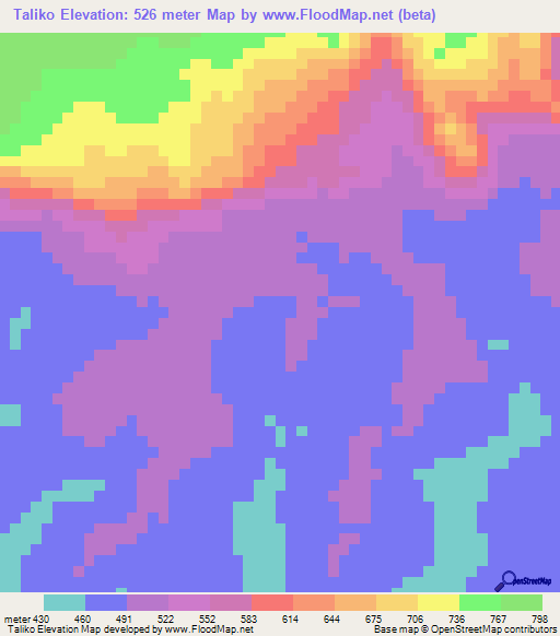 Taliko,Guinea Elevation Map