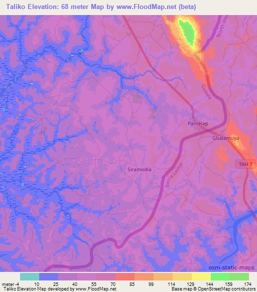 Taliko,Guinea Elevation Map