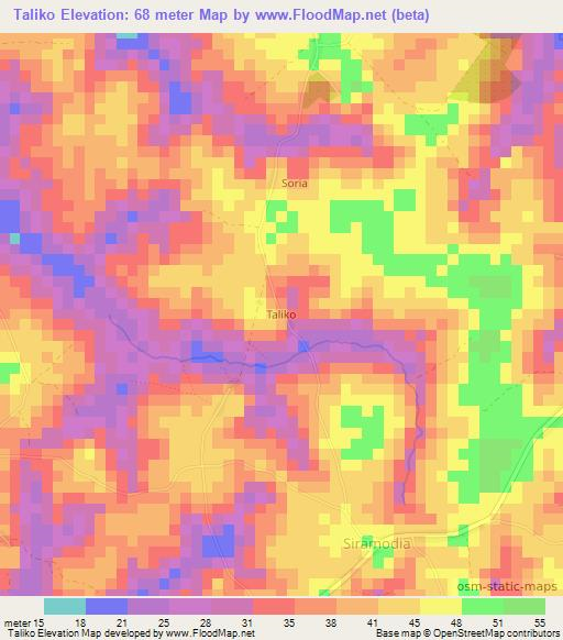 Taliko,Guinea Elevation Map