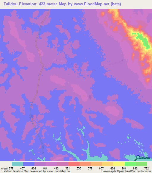 Talidou,Guinea Elevation Map