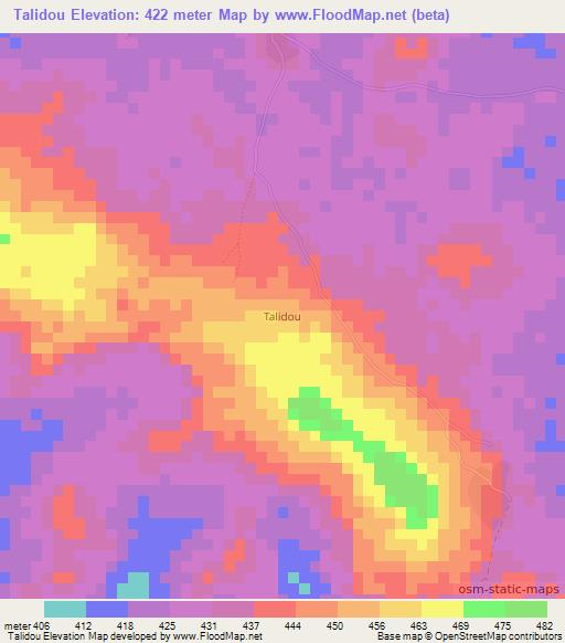 Talidou,Guinea Elevation Map