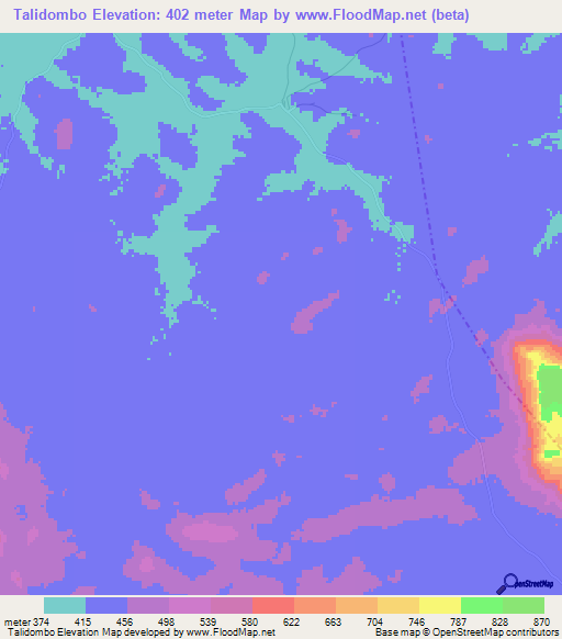 Talidombo,Guinea Elevation Map