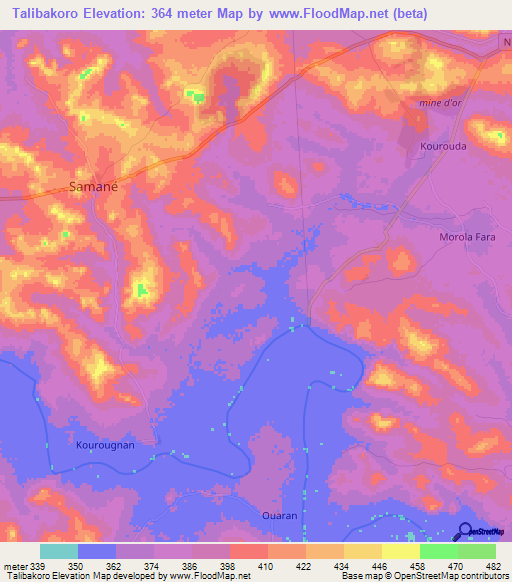 Talibakoro,Guinea Elevation Map