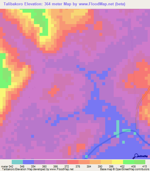 Talibakoro,Guinea Elevation Map