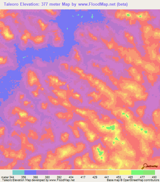 Taleoro,Guinea Elevation Map